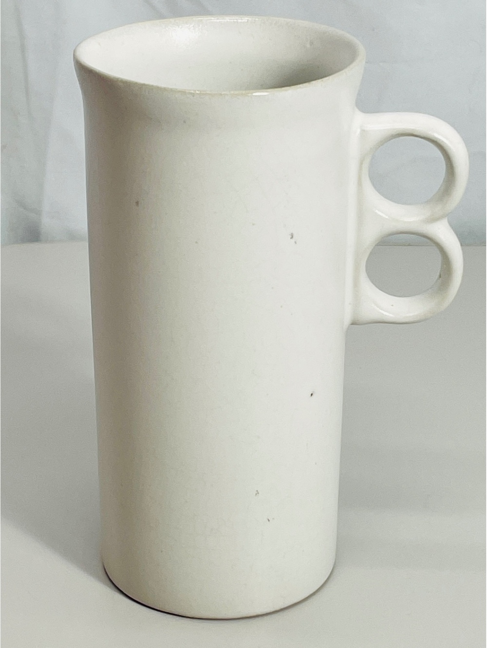 Bennington Potters Vintage White Ceramic Mug with Double Loop Handle